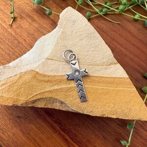 Sterling Silver Cross Pendant Charm Native Handmade Artisan E. Willie